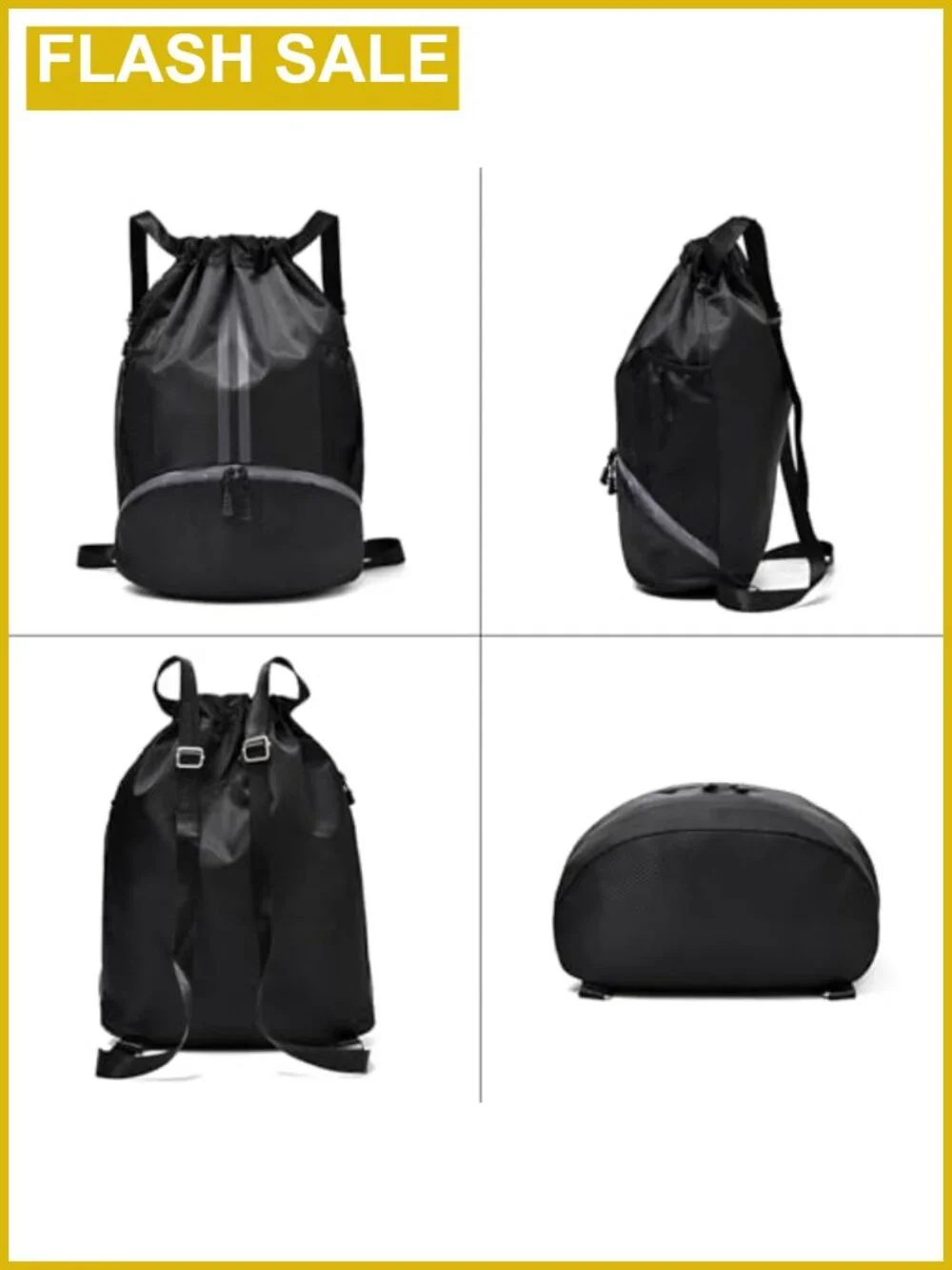 LOKAPEGY Nylon Drawstring Gym Bag Waterproof Backpack Swim Soccer Basketball